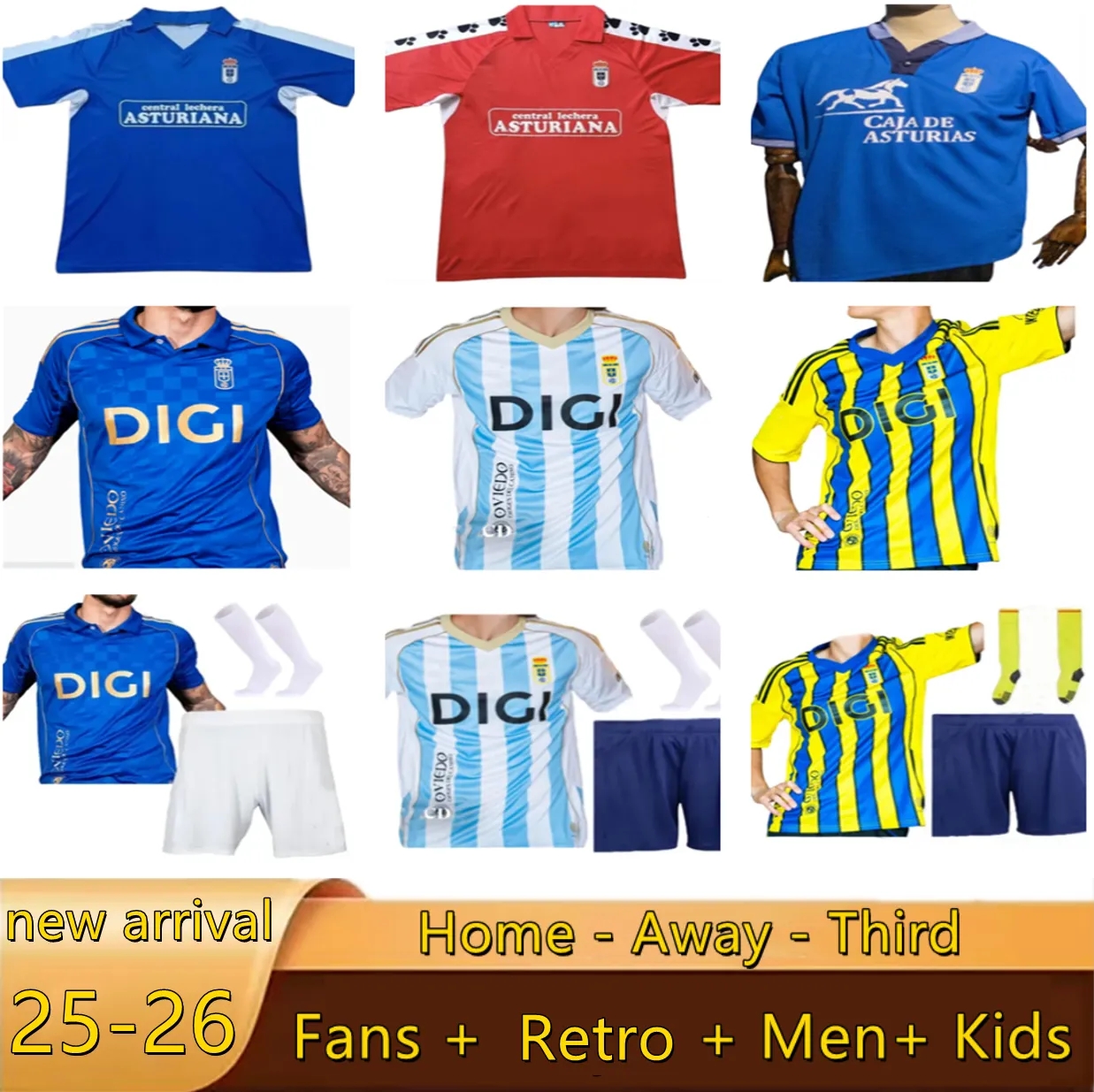 25 26 Centenary Real Oviedoe Soccer Jerseys 2025 2026 JIMMY S.CAZORLA CAMARASA maillots de foot HUGO ALEMAO SEOANE MOYANO Football Shirts 16-4XL