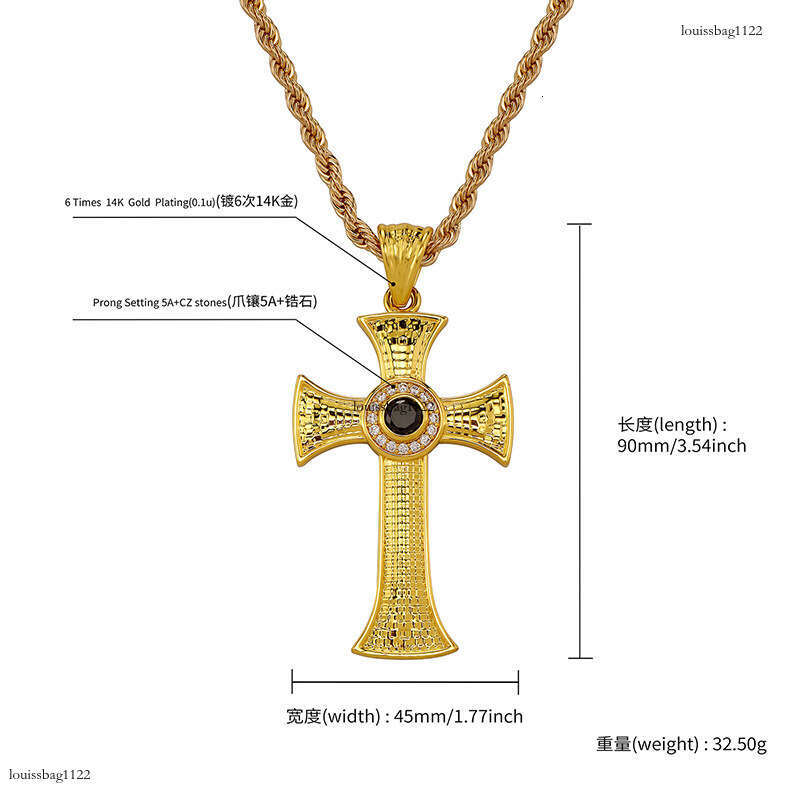 Light Cross Necklace Micro Paved Purple Moissanite chain Sterling Silver Gold-Plated Fashionable Temperament Titanium Steel Twist Chain