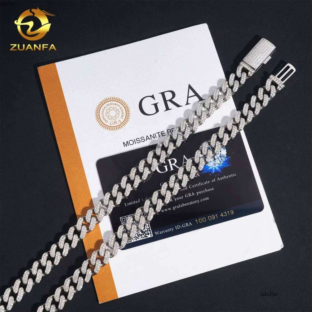 Hip Hop Style GRA Certificate High-Quality Pure Sier Chilled 10Mm Pyroxene Cuban Chain Necklace