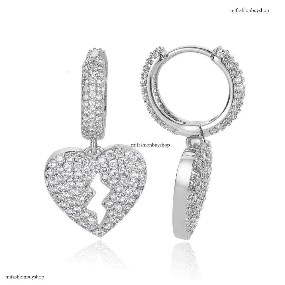 Heartbreak Hip Hop Full Zircon Personality Unisex Hiphop Stud Earrings