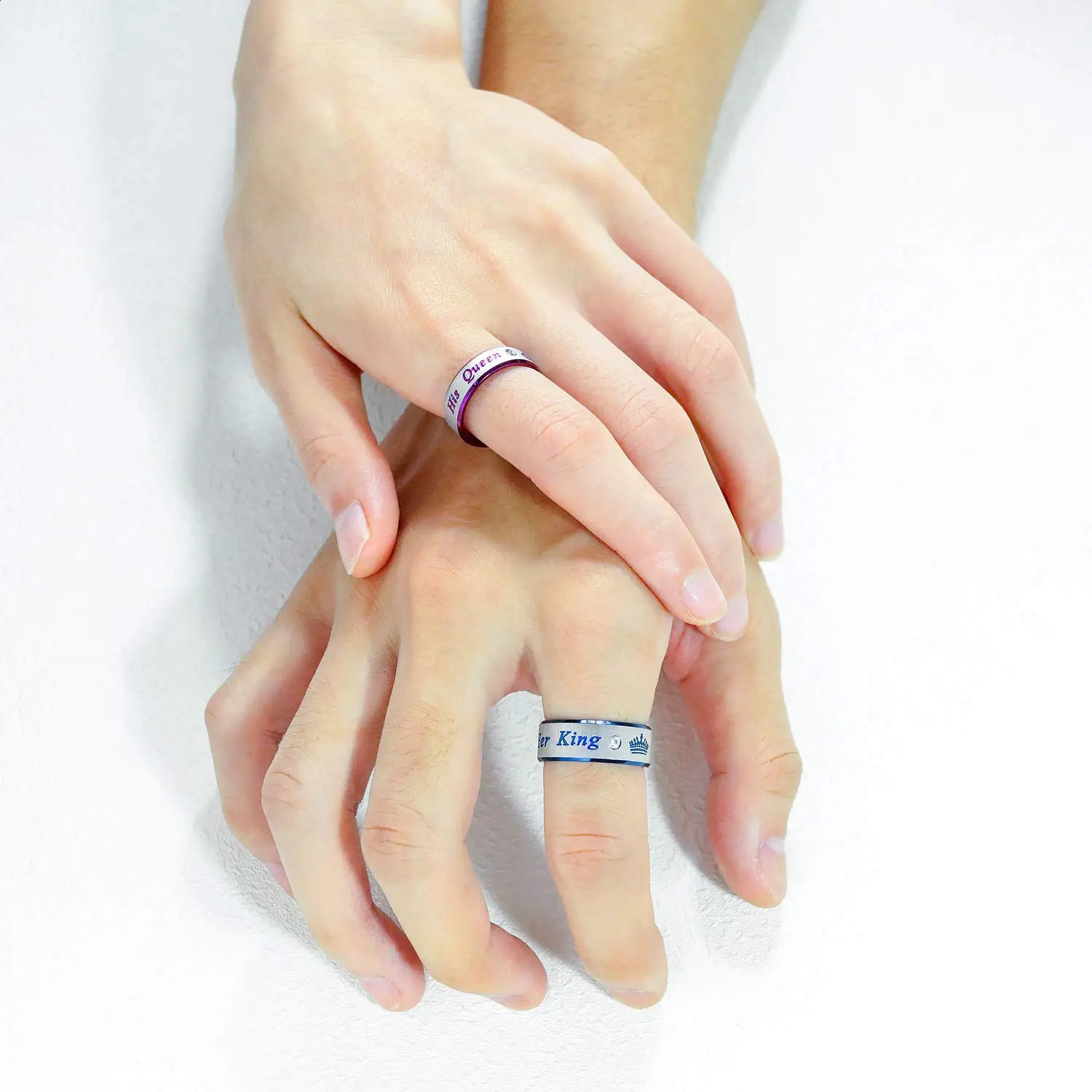 Fashion Stainless Steel Couple Rings Her King His Queen Promise Rings For Men Women With Zircon Anniversary Wedding Band Jewelry 250805