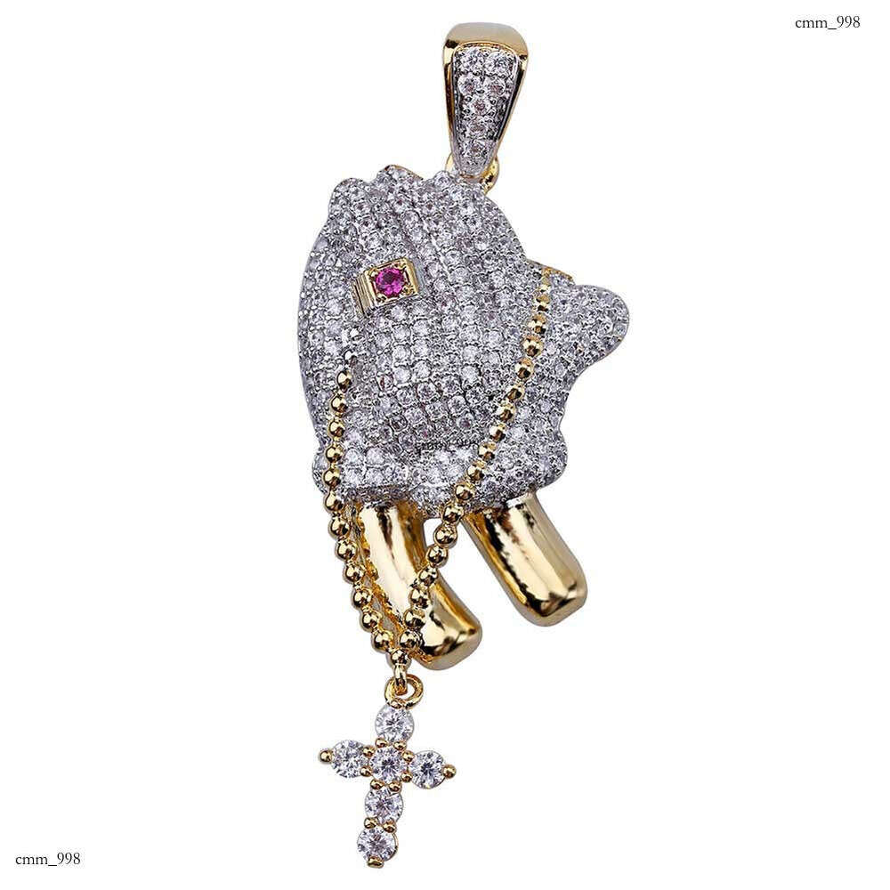 Hip Hop Prayer Gesture Pendant Necklace for Men and Women Trendy Ins Style