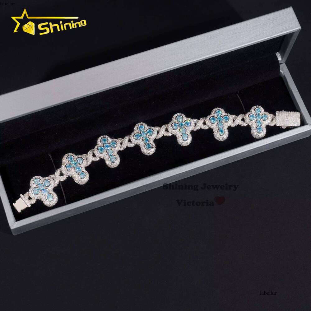 New Fashion Infinity Link Cross Pass Dia Tester S Hip Hop Jewelry Custom Colored Moissanite Cuban Bracelet