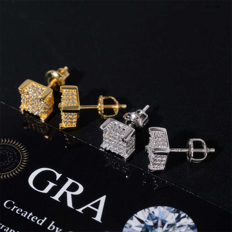 ICED OUT Wuzhou Moissanite Gold Plated Full Dia Classic Versatile Earrings