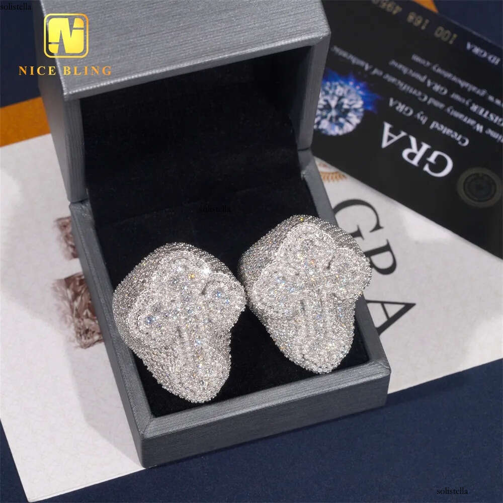New Arrival Hip Hop Jewelry Fashion Sier Dia Men Iced Out Cross Moissanite Engagement Ring