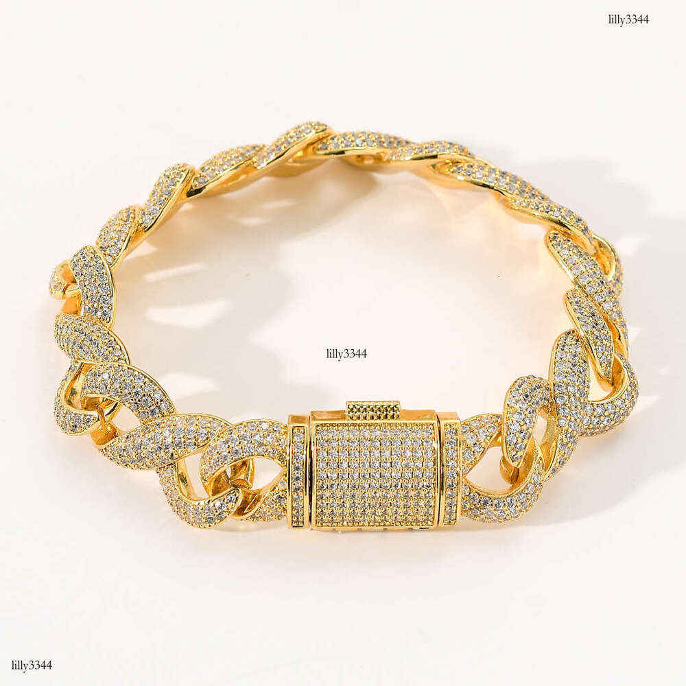 New Style Figure-8 Infinite Cuban Micro-Paved Zircon Trendy Bracelet Hip-Hop Big Gold Chain