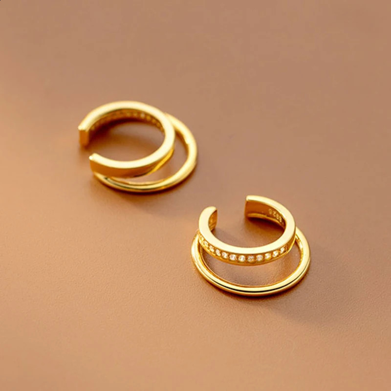 WANTME 925 Sterling Silver Trendy CZ Zircon Double No Piercing Ear Cuff Earring for Women Wedding Ear Clip Jewelry Accessories 250807