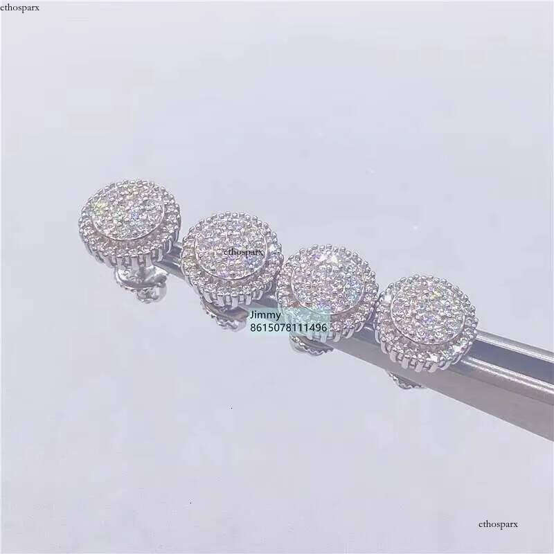 Best Selling Rappe Stock Wholesale Price Sier Iced Out Jewelry Vvs Moissanite Dia Round Shape Men Stud Earrings