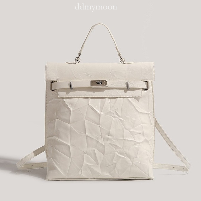 Korean Version High-End Fashion Versatile 2025 New Pleated Travel Backpack ddmymoon