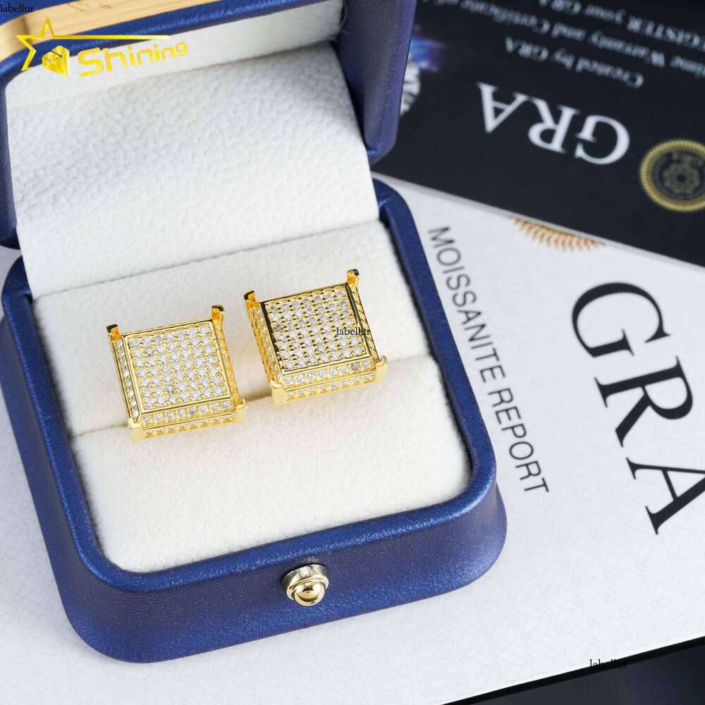 Ready to Ship Pass Dia Tester GRA Certified Sterling Sier Hip Hop Jewelry VVS D Color Moissanite Stud Earrings Mens