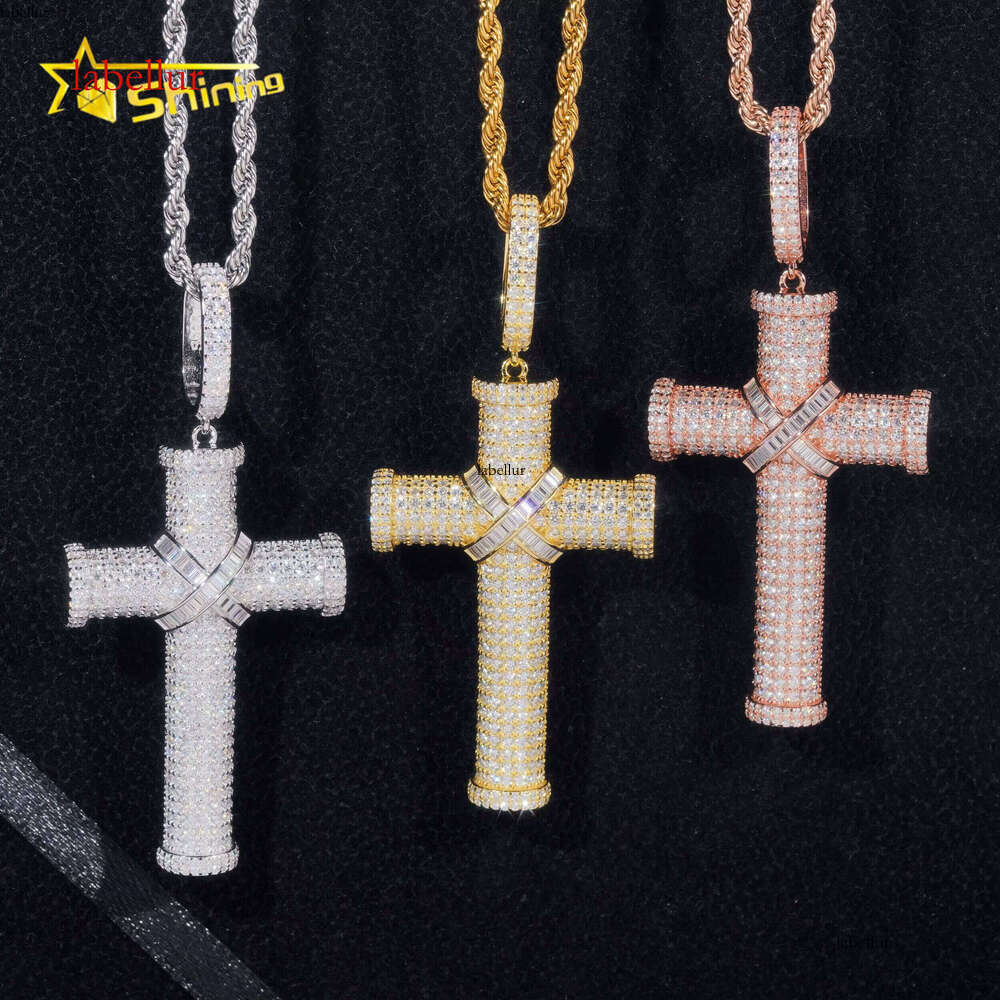Stock Iced Out Jewellery Hip Hop Sier Gold Plated VVS1 Moissanite Dia Cross Pendant