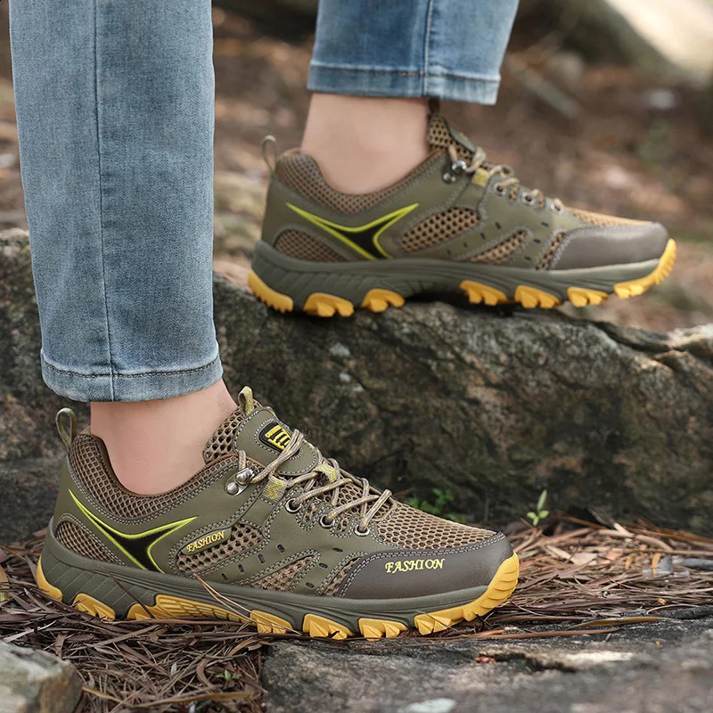 Mens Shoes Mesh Summer Non-slip Platform Soled Outdoor Hiking Shoes 250805