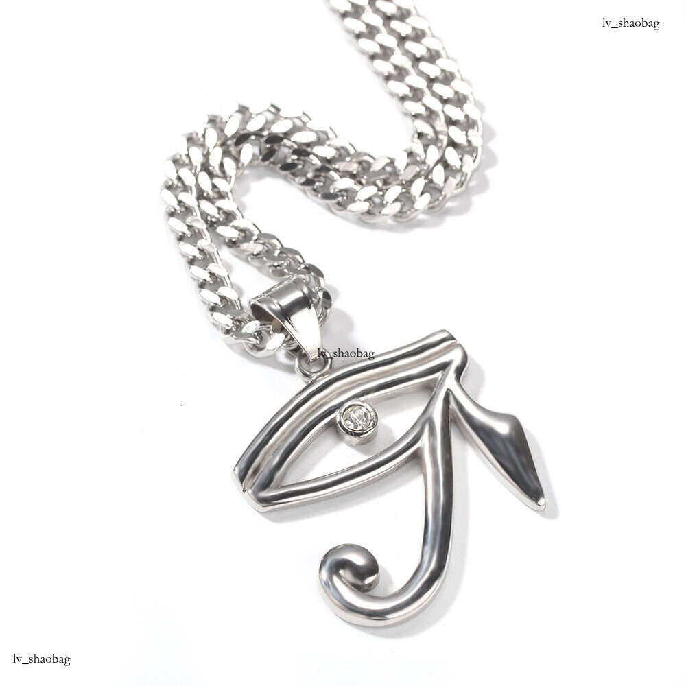 New Sterling Silver Gold Eye Pendant Hip Hop Necklace Fashion Versatile Men's Jewelry