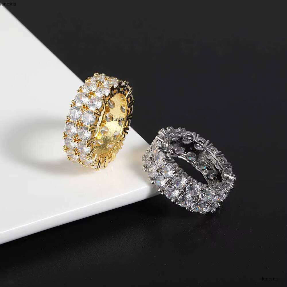 NUOYA Iced Out Cubic Zirconia Tennis Gold Plating CZ Finger Ring Hip Hop Women Jewelry