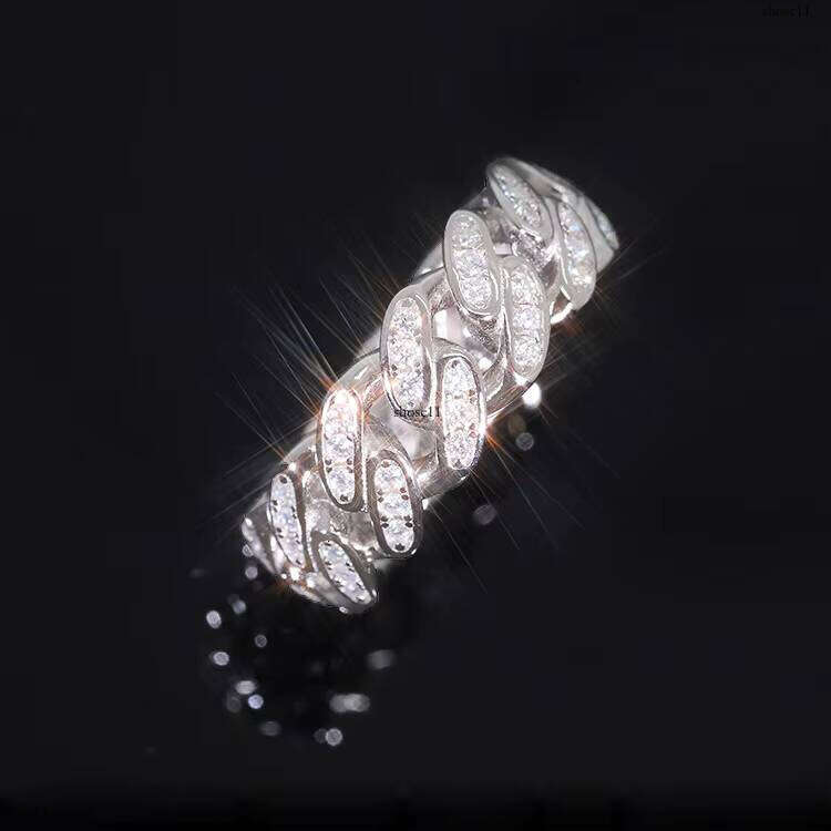 Sterling Sier Custom Round Ring Fine Jewelry Dia Setting VVS Moissanite Hip Hop Rings
