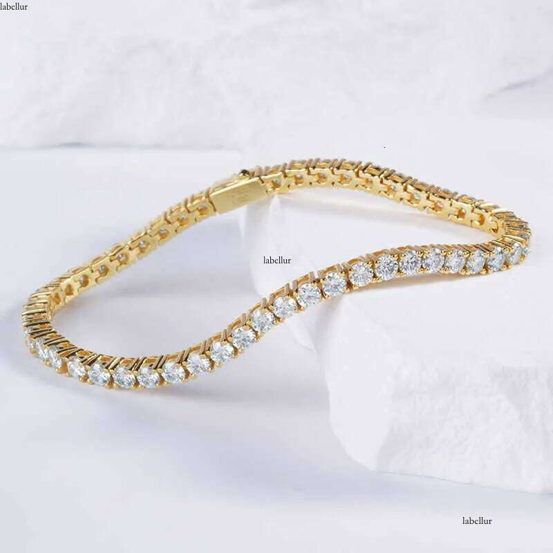 LOKKEI Non-tarnish Gold Plated 3MM Moissanite Dia Tennis Bracelet for Women Hip-Hop Style Jewelry Wholesale