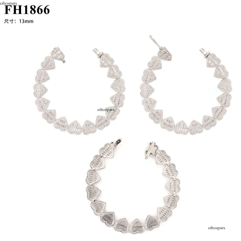 Fashion 13mm heart-shaped necklace sier vvs moissanite hot selling mens and womens jewelry straight