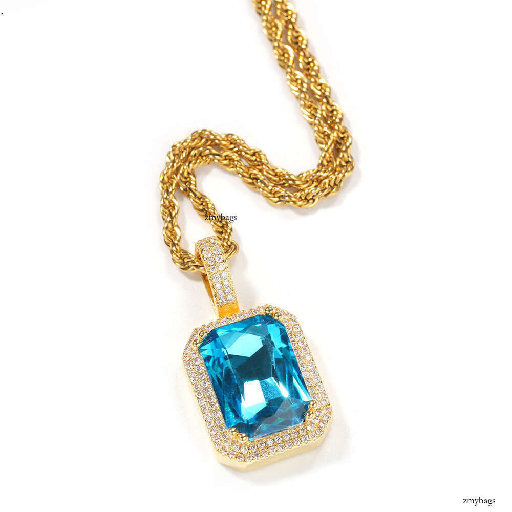 Hiisees Hip-Hop Niche Colorful Solid Square Personality Pendant Trendy Brand Necklace