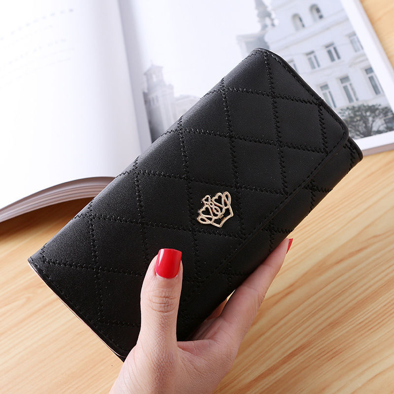 2025 New PU Women's Wallet Long Style 70% Off Korean Version Luxury Bag Clutch Bag Buckle Quilted Multi-card Slot Leather Wallet