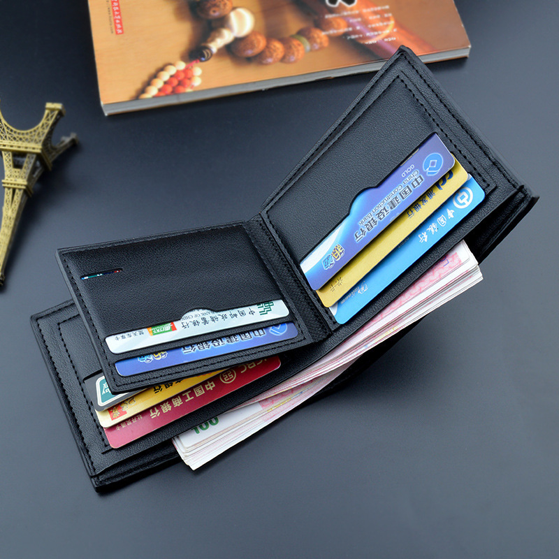 New Men's Wallet Short Fashion Simple Plaid Thin Wallet For Luxury Bag Men Designer Bag Youth Large Capacity Horizontal Soft Leather Wallet