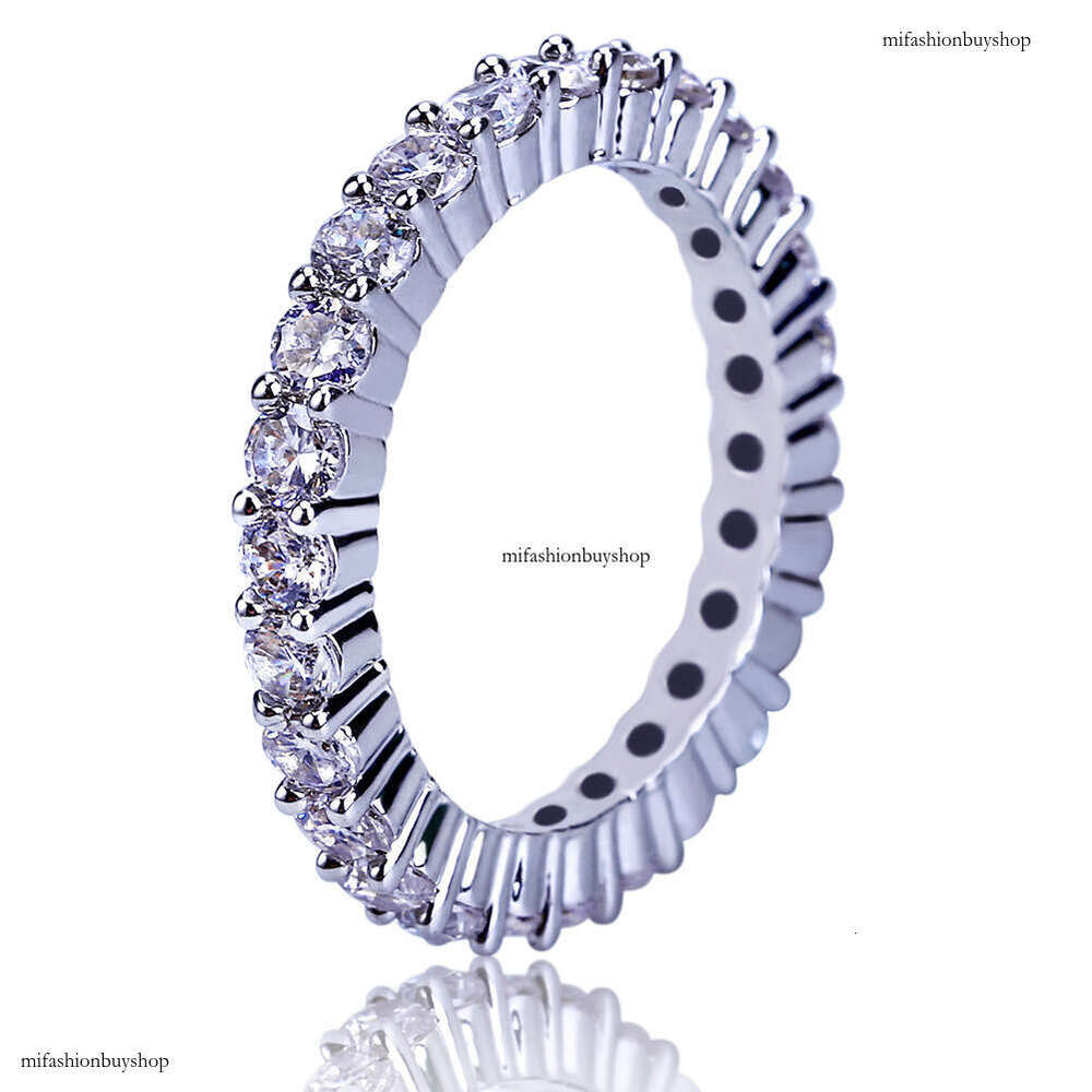 Fashion Single Row Full Diamond Zircon Personality Round Ring Gold Jewelry