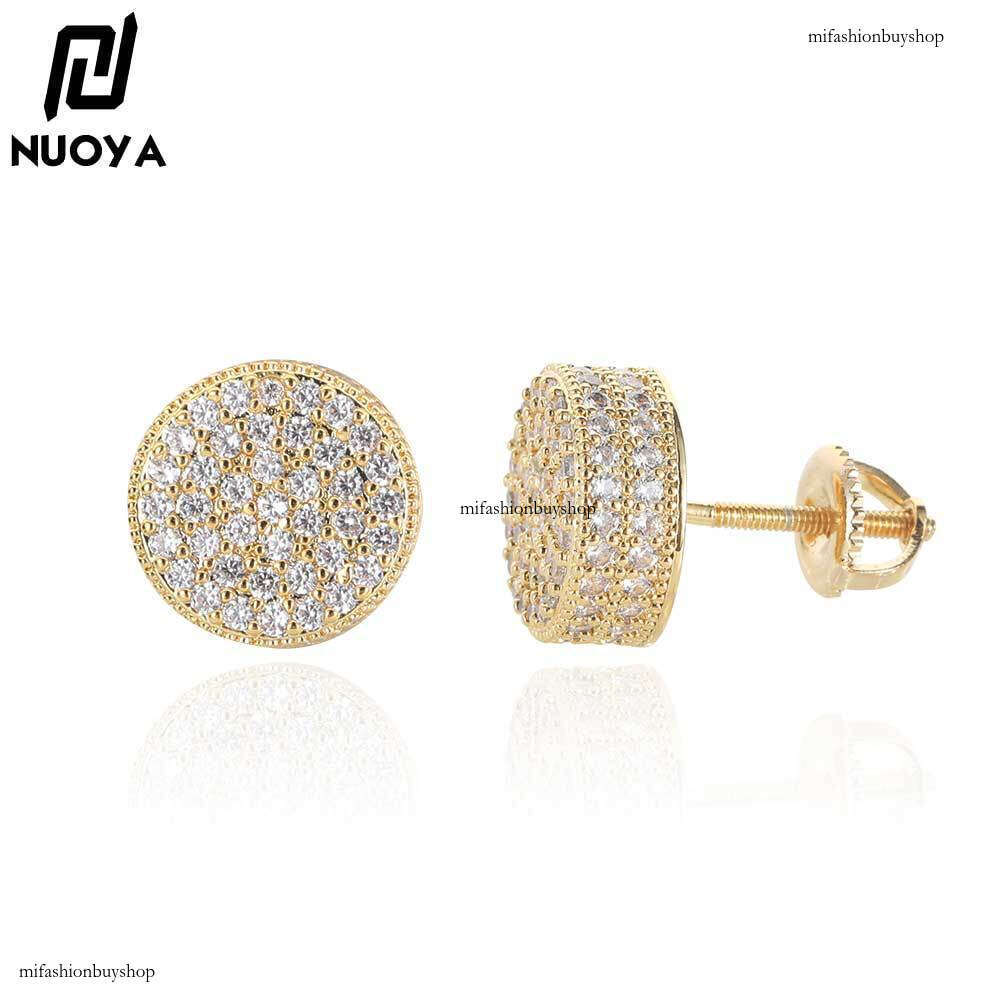 New Double-Layer Round Micro-Inlaid Zircon Trendy Personality Hip-Hop Earrings