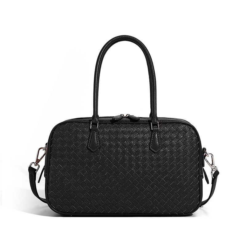 Autumn New Women's Handbag Handmade Top Layer Cowhide Woven Tote Genuine Leather Shoulder Crossbody Commuter Bag