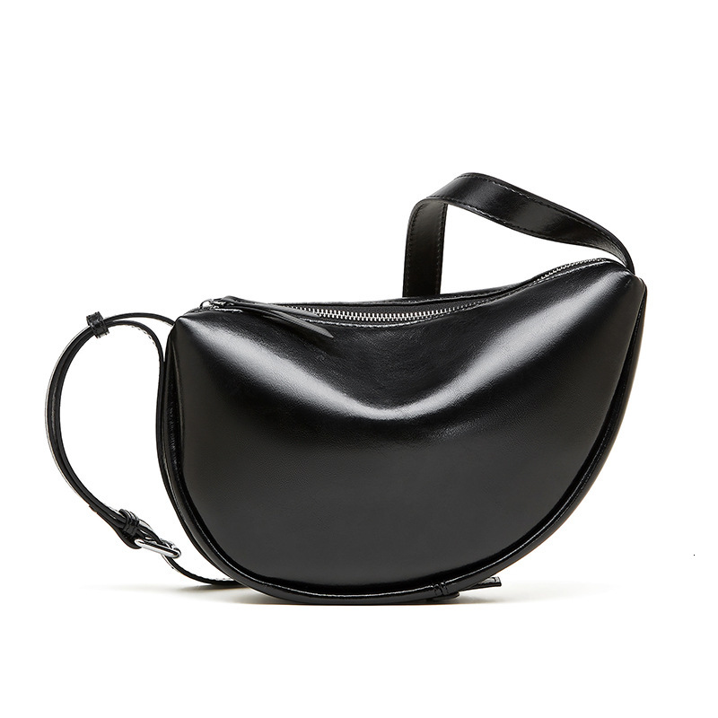 New Women's Genuine Leather Dumpling Lazy Style Crescent Large Capacity Shoulder Crossbody Bag