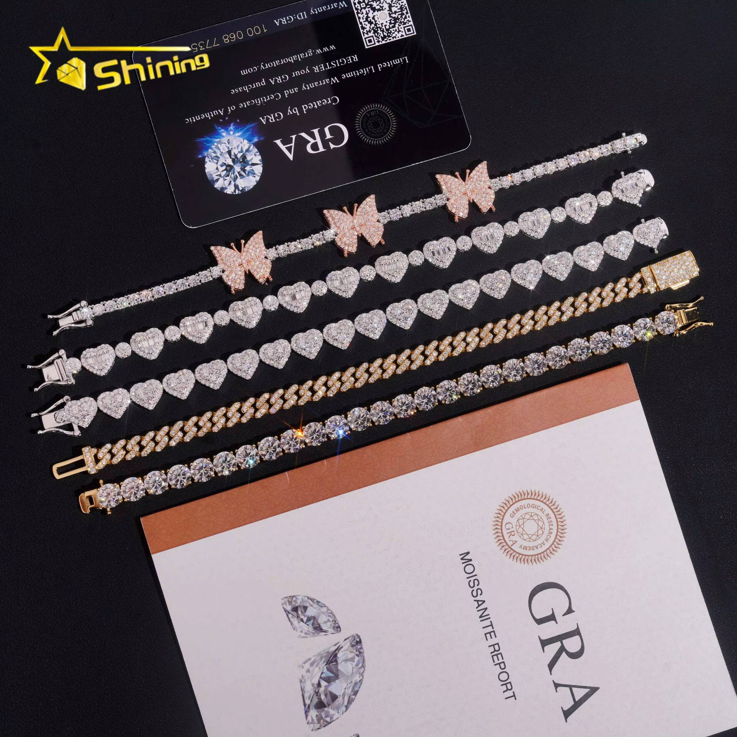 Wholesale Sterling Silver 925 Moissanite Pass Diamond Test Bracelets Hip Hop Mens Jewelry Iced Out Moissanite Cuban Link