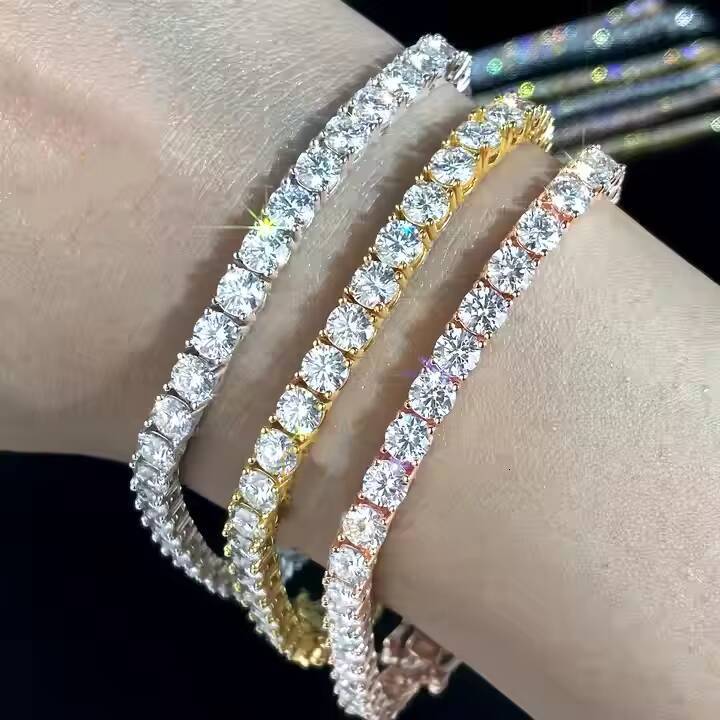 Fashion 2mm 3mm 4mm 5mm 6.5mm GRA Certified VVS Moissanite Women Tennis Bracelet 925 Sterling Silver Bracelet for Man Woman