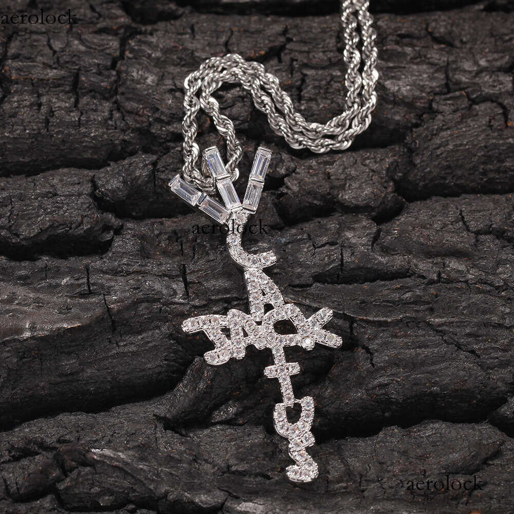 Hip-Hop Trendy Brand Inlaid Dia Cactus Jack Letter Pendant Necklace Accessory