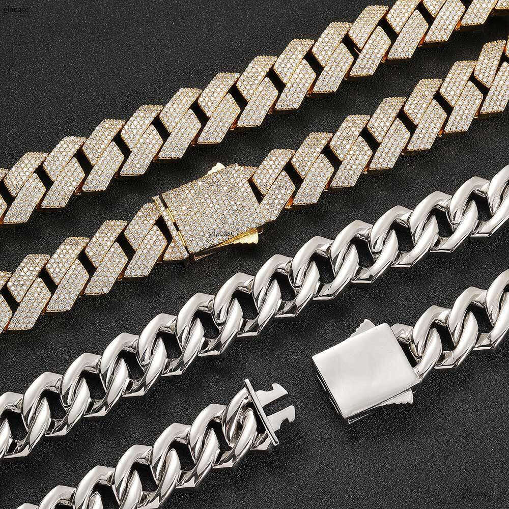 Hip Hop 19mm Four Row Moissanite chain Rhombus Full Dia Cuban Chain Jewelry Trendy Men's Necklace