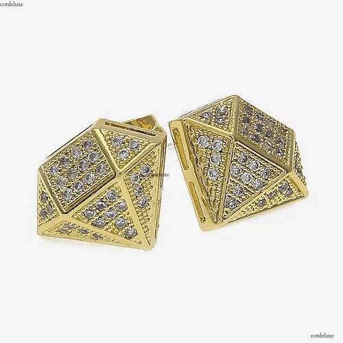 New Fashion Princess Cut Dia Mens Earring Studs and White Gold Plated personalized Hip Hop CZ Cubic Zirconia Stud Earrings Jewelry Bijoux Accessories