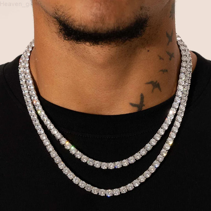 Hip Hop 3mm 4mm 5mm Tennis Chain 1 Row Cubic Zirconia Diamond Necklace 18k Gold Plated Tennis Necklaces Fine Jewelry