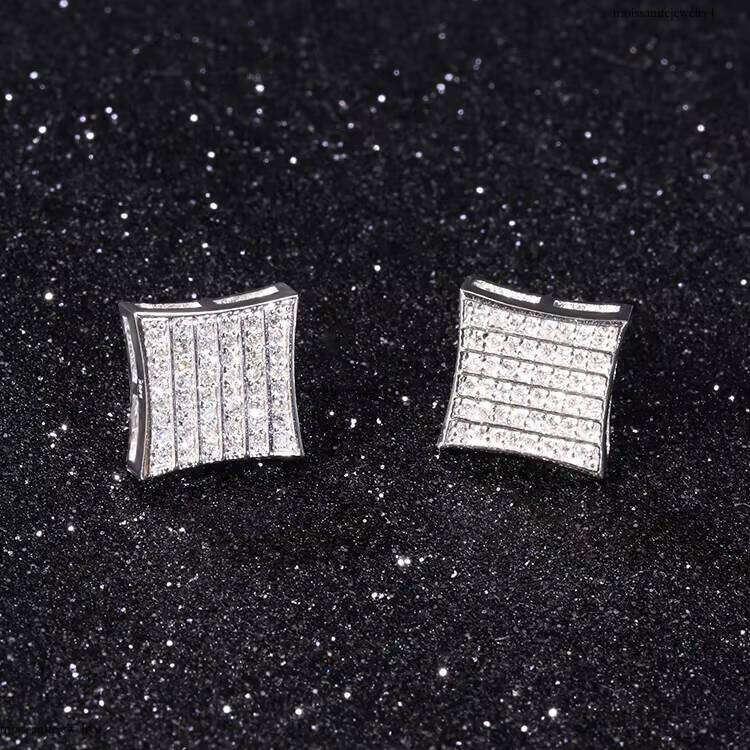 RTS Stud Earrings Round Shine Dia VVS Moissanite Gold Plated Solid Sier Earring for Men Jewelry