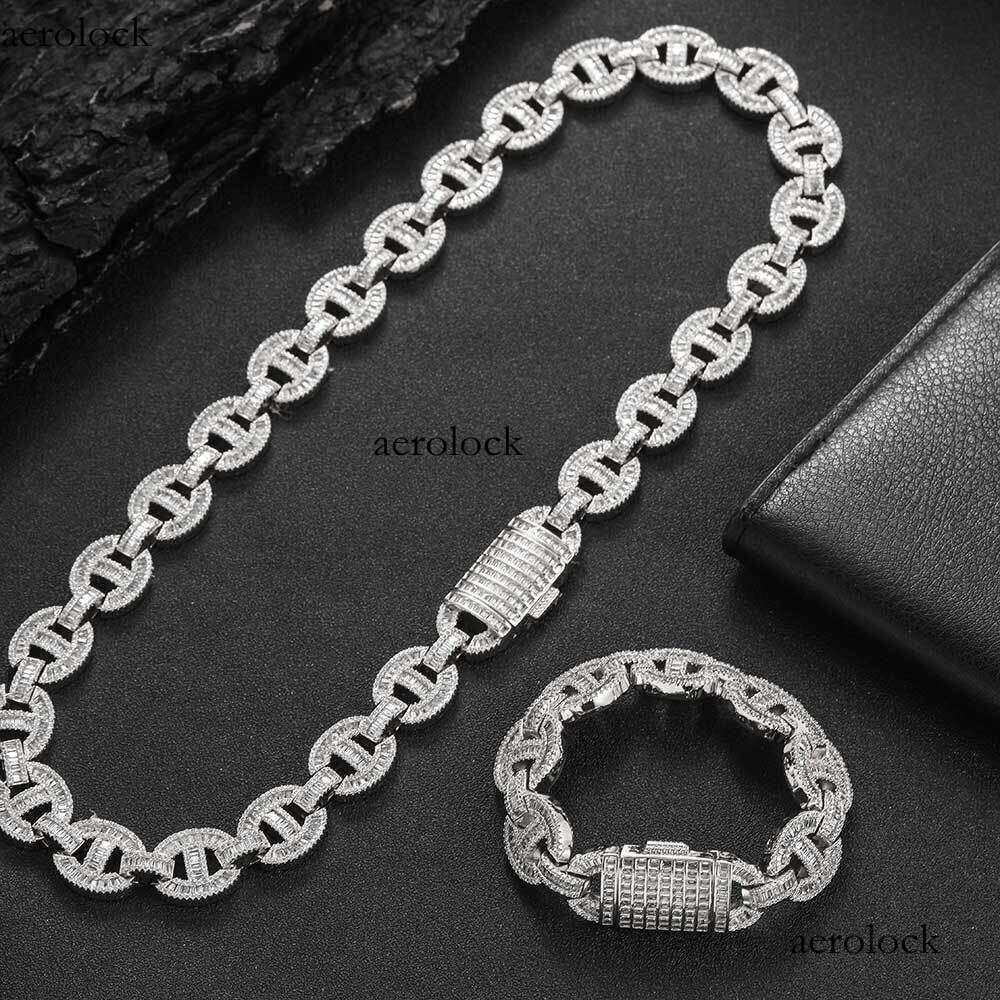 Hip Hop 16mm Flip Buckle Pig Nose Cuban Chain Men's Trendy Brand Mixed T Cubic Moissanite chain Necklace for Men