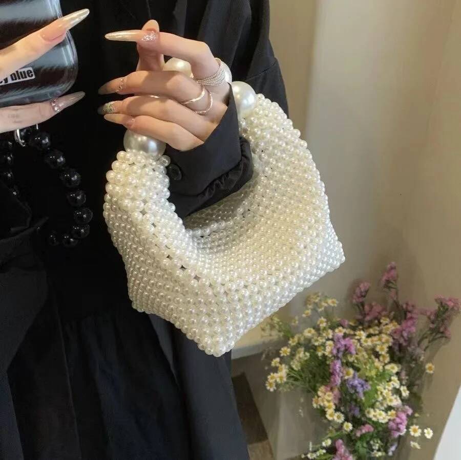 Fashion Acrylic Beading Women Beaded Handbags Handmade Woven Summer Beach Party Purses Tote bag high-quality