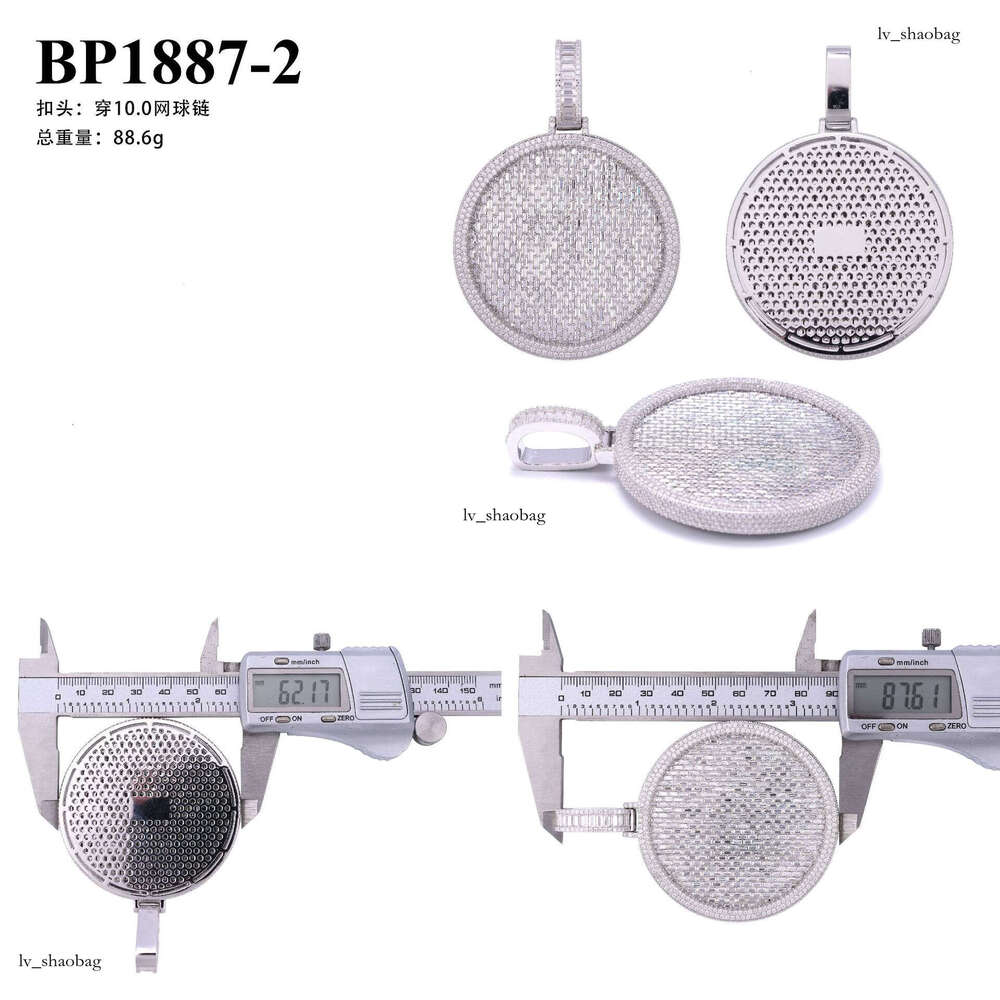 INS Round Disc Full Dia Hip Hop Pendant Necklace Men's Trendy Jewelry