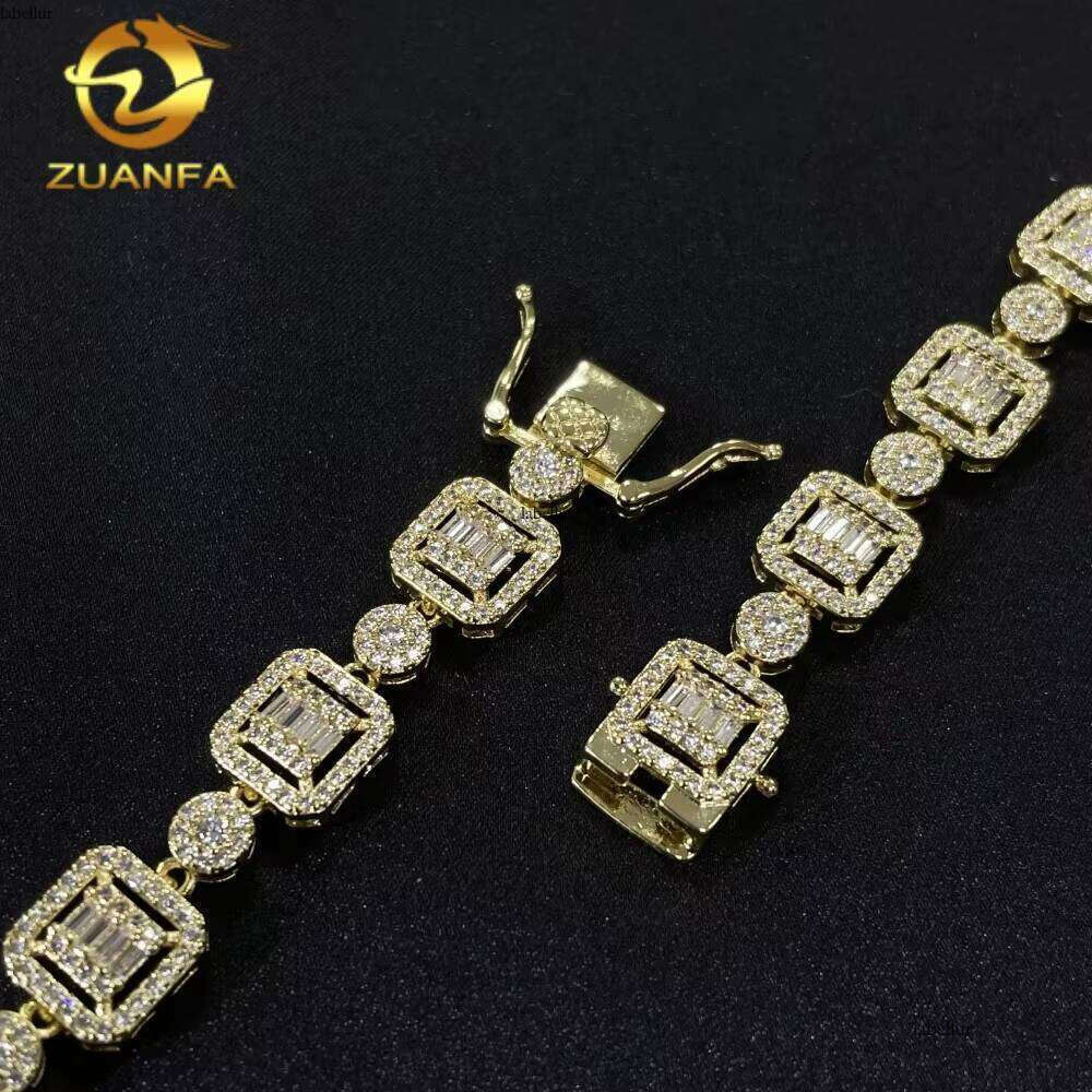 High-Quality Hip-Hop Jewelry 9.5mm Cuban Sier Iced Out Cluster Pyroxene Tennis Chain Necklace