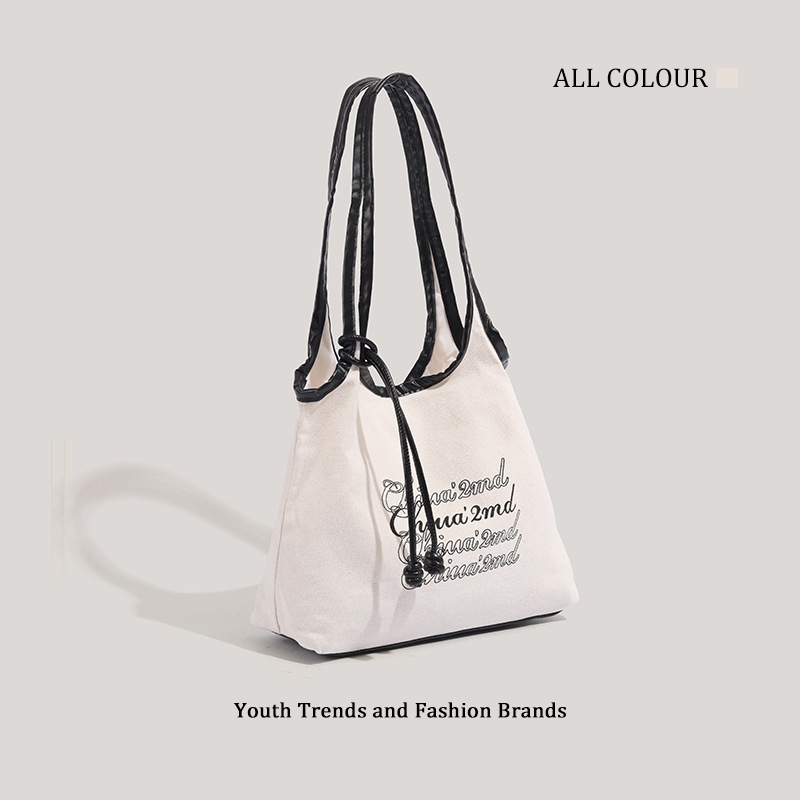 Handwritten Memory Tote 2025 Casual Lazy Style Canvas Large Capacity Shoulder Bag for Women ddmymoon