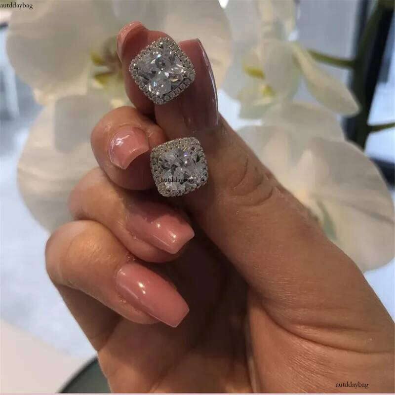 1CT New Arrival Hot Sale Sparkling Jewelry Real Sterling Sier Three Color 5A Cubic Zircon Popular CZ Dia Women Stud Earring