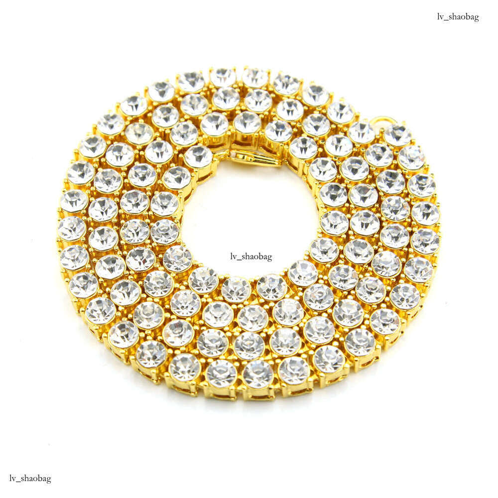 Simple Men's Alloy Necklace Hip-Hop Fashion Inlaid with Rhinestones Single Row Tennis Chain Set