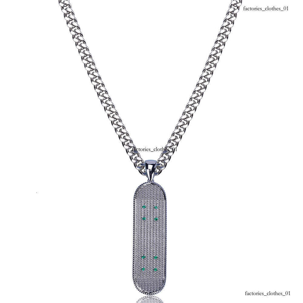 New Gold-Plated Micro-Inlaid Pendant Skateboard Hip-Hop Exaggerated Trendy Necklace