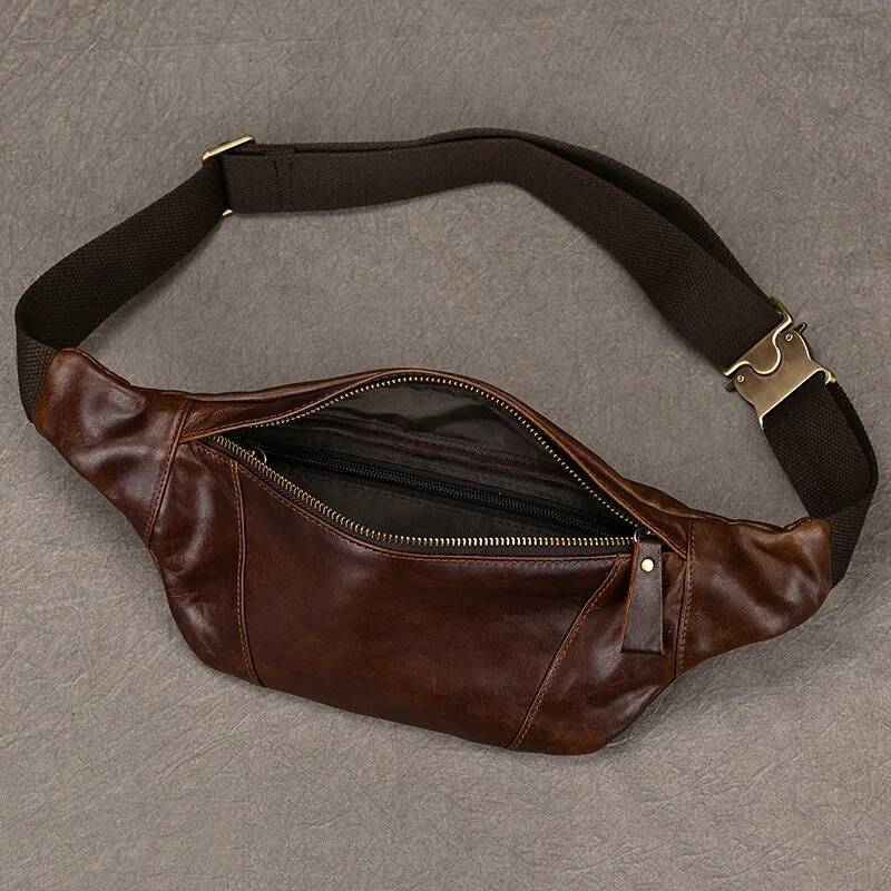 Men's Chest Bags Crossbody Shoulder Man Male Leather Waist Pack Sling Bag For Outdoor Sports Belt Pouch Small