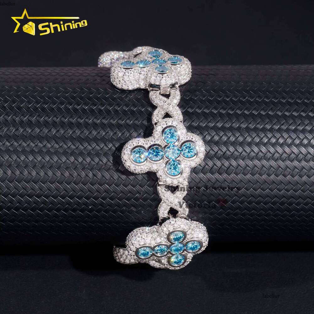 New Fashion Infinity Link Cross Pass Dia Tester S Hip Hop Jewelry Custom Colored Moissanite Cuban Bracelet