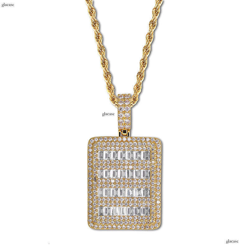 Micro Paved Moissanite chain Square Hip Hop Necklace Jewelry Unisex Pendant Accessories