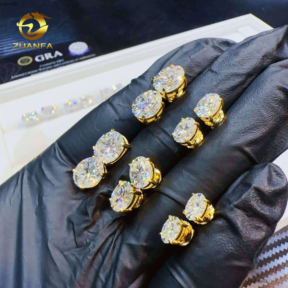 Zuanfa Factory Price VVS Dia Screw Back Stud Sier Oval Cut Full Sizes Moissanite Earrings