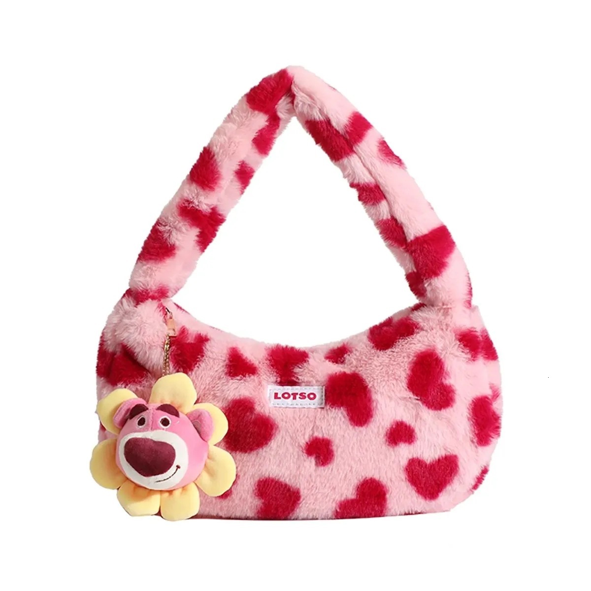 Strawberry Bear Underarm Handbag for Best Friend Girls High-end Birthday Gift Plush Bag ddmymoon