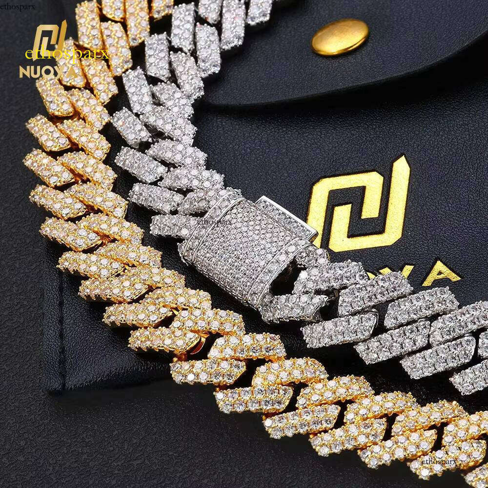 NUOYA High Quality 14MM Bling Dia Chain Necklace for Men Party Gift Customizable Cuban Chains Hip Hop Jewelry
