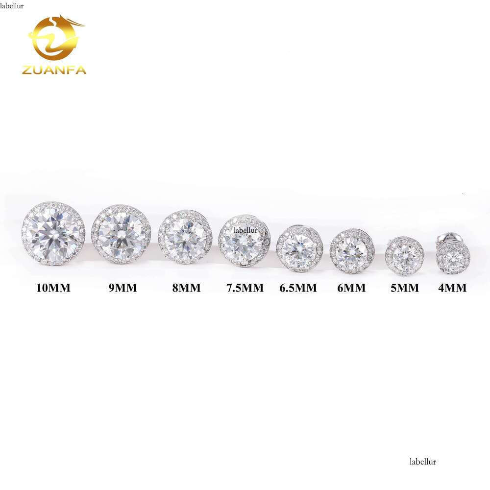 Fashion Style 5Mm 9Mm Sier Hip-Hop Iced Jewelry VVS Sparkling Earrings Unisex Gift